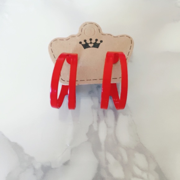 Vintage Jewelry - Red Metal Hoop Earrings Pinup Vintage